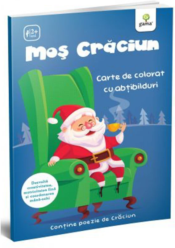 Mos Craciun. Carte de colorat cu abtibilduri. Contine poezie de Craciun