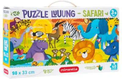Joc educativ. Puzzle Lung Mimorello. Safari cu 40 de piese