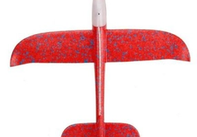 Avion din polistiren, 47 cm, cu led, rosu