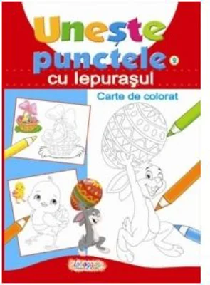 Uneste punctele cu iepurasul. Carte de colorat