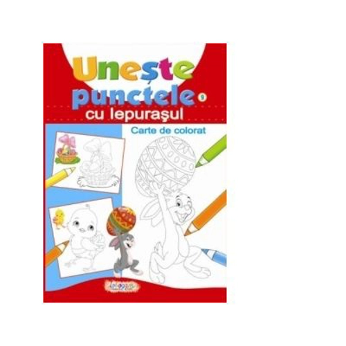 Uneste punctele cu iepurasul. Carte de colorat