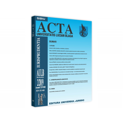 Acta Universitatis Lucian Blaga nr. 2/2019