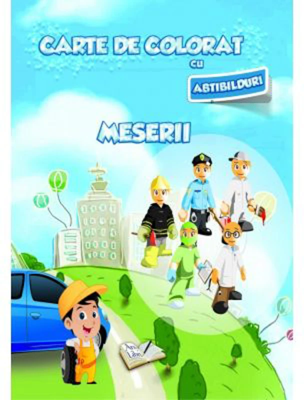 Carte de colorat cu abtibilduri. Meserii