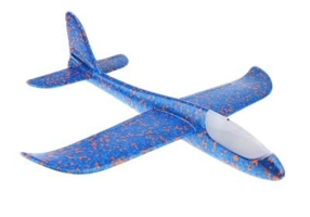 Avion din polistiren, 47 cm, cu led, albastru