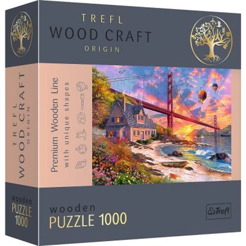 Puzzle din lemn 1000 piese. Apus la Golden Gate, Trefl
