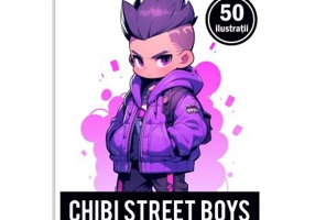 Carte de colorat pentru adulti, 50 de ilustratii Chibi Street Boys