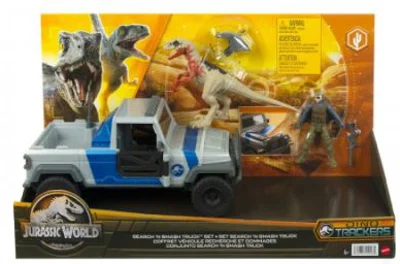 Set camioneta search and smash si dinozaur atrociraptor, Jurassic World Dino Trackers