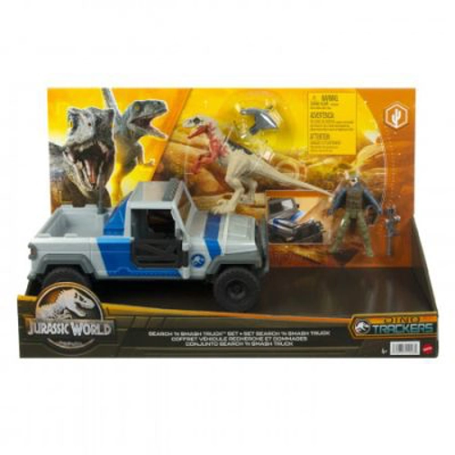 Set camioneta search and smash si dinozaur atrociraptor, Jurassic World Dino Trackers