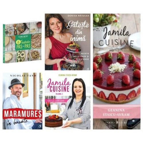 Pachet format din 5 titluri Jamila Cuisine Carte de bucate, Cele mai iubite retete, Gateste din inima - Geanina Staicu Avram, Denisa Ratulea