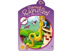 Coloreaza cu Rapunzel. Carte cu autocolante