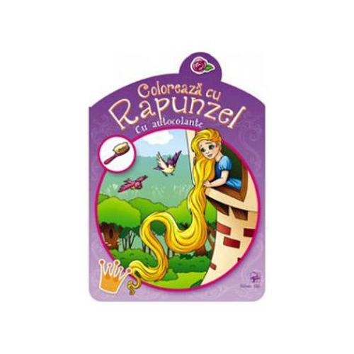 Coloreaza cu Rapunzel. Carte cu autocolante