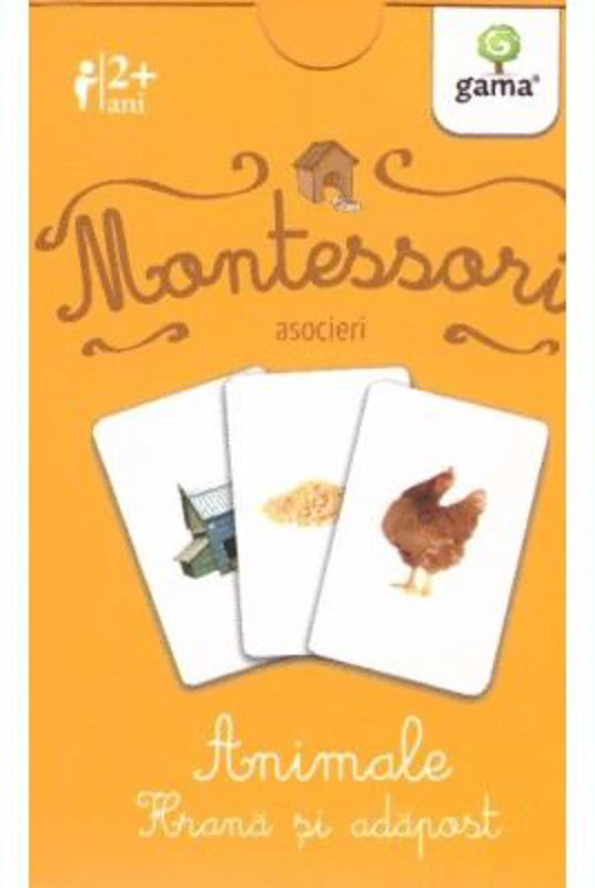 Carti de joc Montessori. Asocieri. Animale. Hrana si adapost