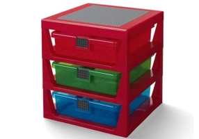 Organizator LEGO cu trei sertare, rosu
