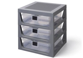 Organizator LEGO cu trei sertare, gri