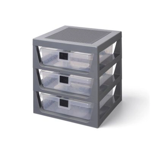 Organizator LEGO cu trei sertare, gri