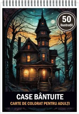 Carte de colorat pentru adulti, 50 de ilustratii, Case bantuite