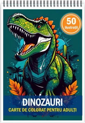 Carte de colorat pentru copii si adulti, 50 de ilustratii, Dinozauri