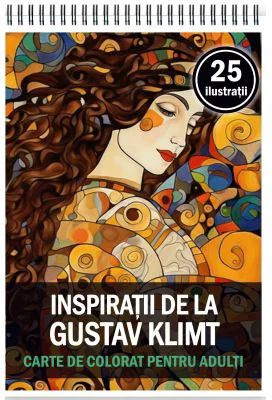 Carte de colorat pentru adulti, 25 de ilustratii, Gustav Klimt