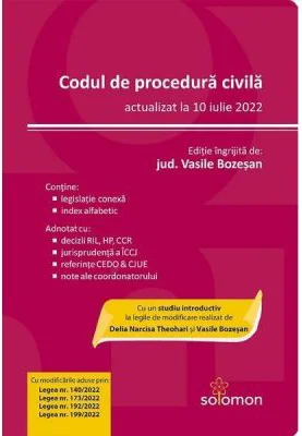 Codul de procedura civila (actualizat la 10 iulie 2022) - Vasile Bozesan