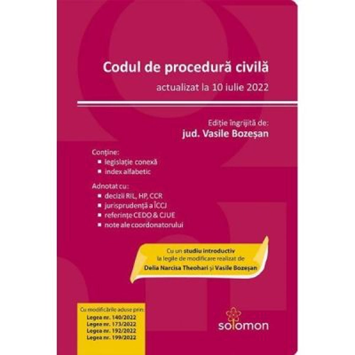 Codul de procedura civila (actualizat la 10 iulie 2022) - Vasile Bozesan