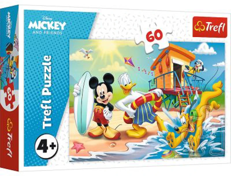 Puzzle distractie pe plaja cu Mickey Mouse 60 piese