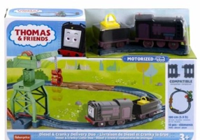 Set de joaca cu locomotive Diesel si Cranky motorizate si accesorii, Thomas
