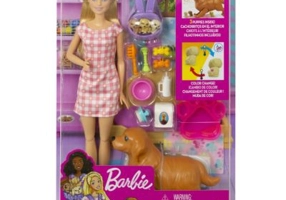 Set papusa si catelusii, Barbie