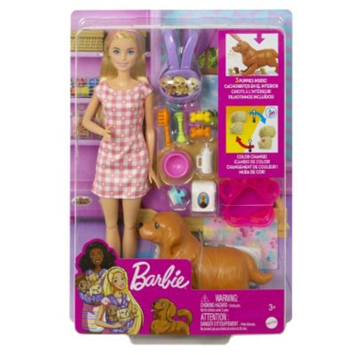 Set papusa si catelusii, Barbie