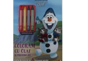 DISNEY. REGATUL DE GHEATA. SARBATORI CU OLAF. Coloram cu Olaf si prietenii lui. Contine 4 creioane cerate