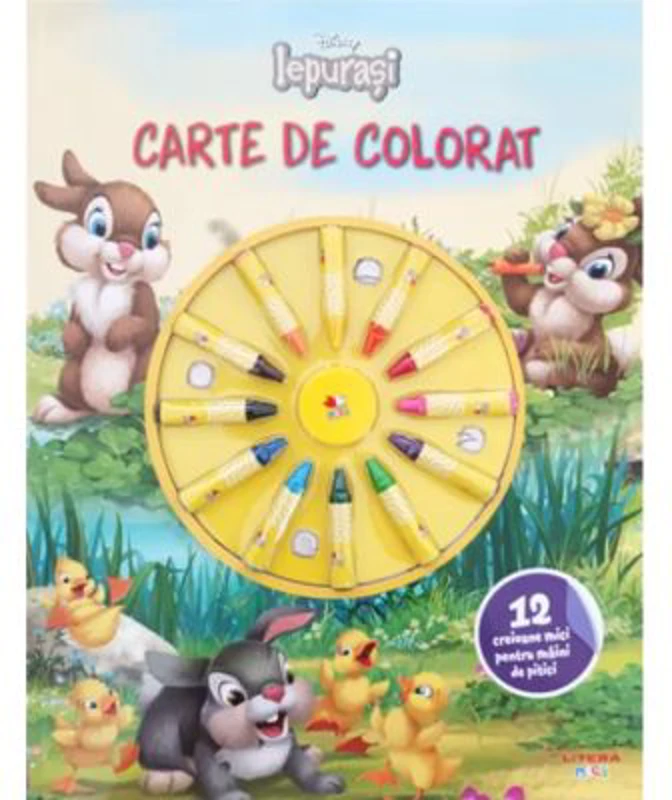 Disney. Iepurasi. Carte de colorat. 12 creioane mici pentru maini de pitici