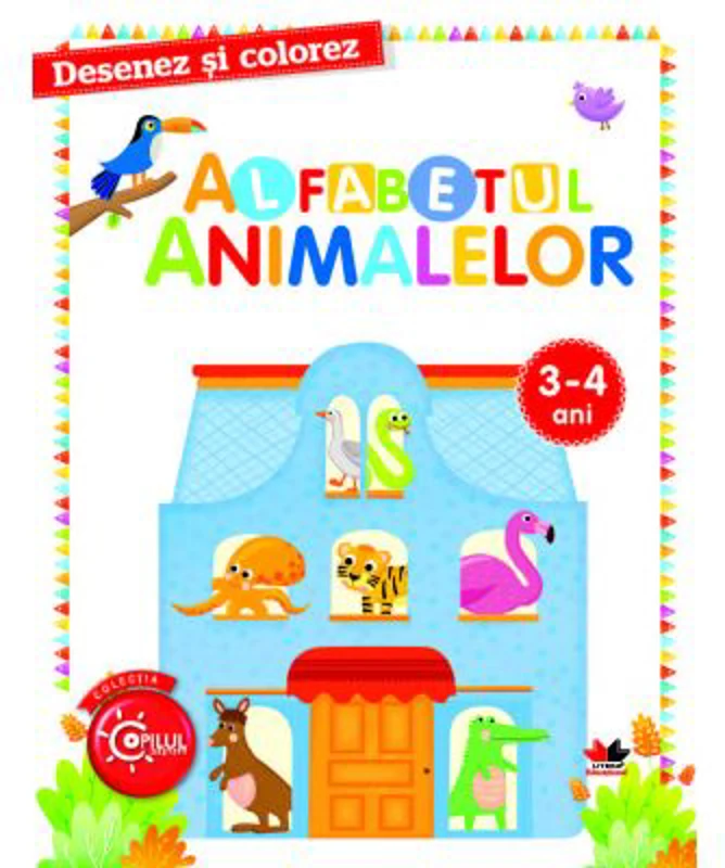 Desenez si colorez. Alfabetul animalelor 3-4 ani
