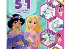 Disney. Printese. 5 in 1. Coloram printesele. Peste 60 de autocolante!
