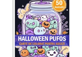 Carte de colorat pentru adulti, 50 de ilustratii, Halloween pufos, Volumul 2