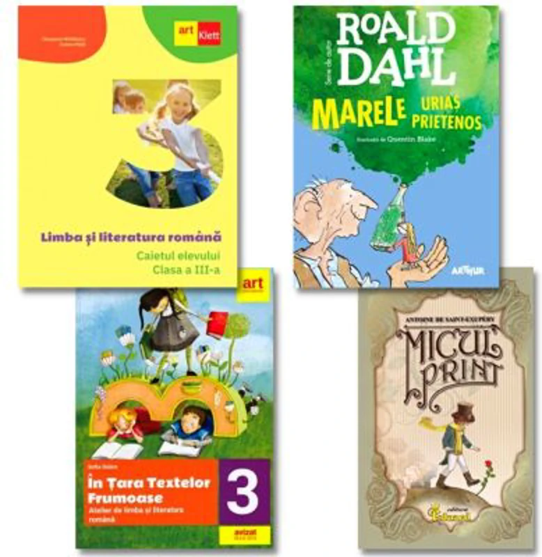 Pachetul scolarului clasa a 3-a Limba si limba romana. Caietul elevului, Marele Urias Prietenos, Micul print, In tara textelor frumoase