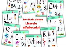 Literele alfabetului. Set 40 de planse didactice pentru clasa pregatitoare si pentru clasa 1