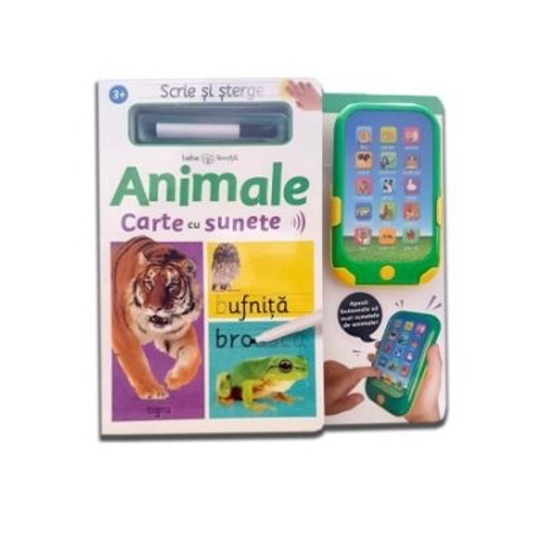 Scrie si sterge. Animale. Carte cu sunete