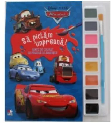 DISNEY. MASINI. SA PICTAM IMPREUNA! Carte de colorat cu pensule si acuarele (format mic)