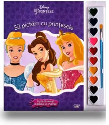 Disney. Printese. Sa pictam cu printesele. Carte de colorat cu pensula si acuarele