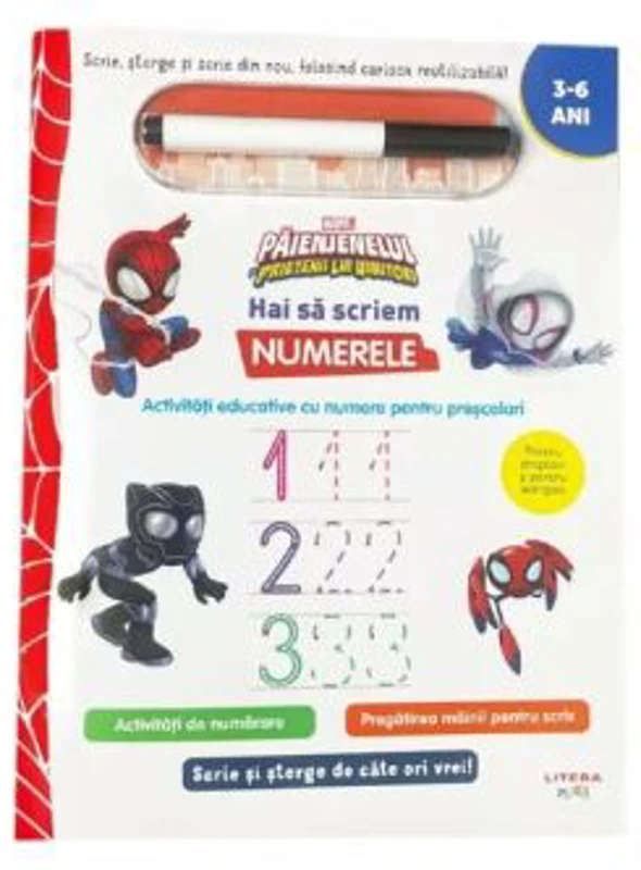 Marvel. Paienjenelul si prietenii lui uimitori. Scrie si sterge. Hai sa scriem numerele