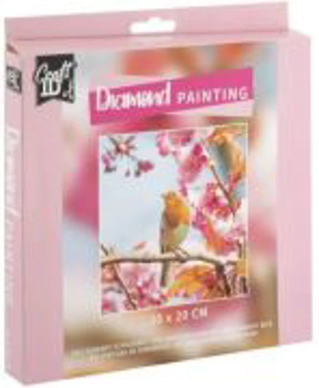 Pictura cu diamante Pasare, set creativ CR2097/23GE2, 20 x 20 cm
