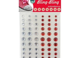 Acesorii de craft: Autoadezive Bling-Bling DACO, 66 bucăți, diamant roșu / alb - AD005R - ***