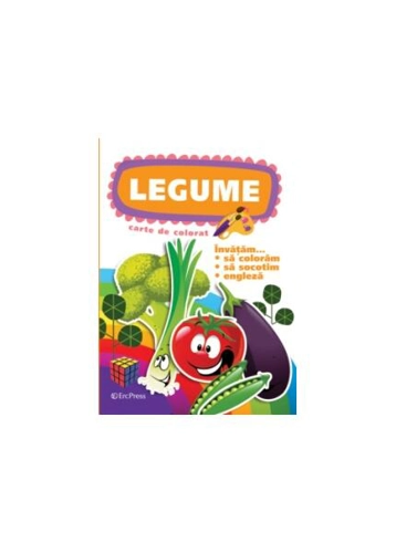 Legume. Carte de colorat. Învățăm... să colorăm, exerciții grafice, engleză - Paperback brosat - *** - Erc Press