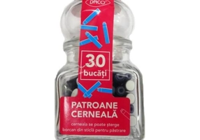 Patroane Scurte Cerneală DACO Albastru, 30 Buc., în Borcan de Sticlă - ***