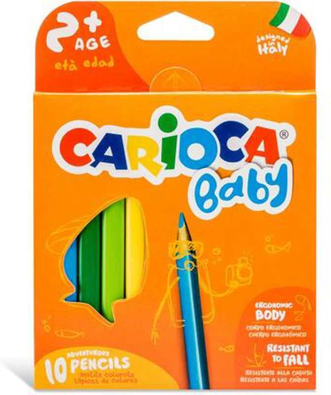 Creioane colorate Carioca Baby Adventurous, 10 culori, formă triunghiulară - ***