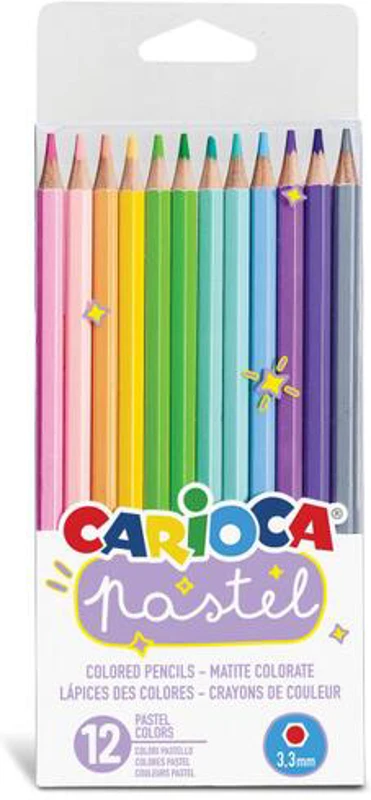 Creioane colorate Carioca Pastel, 12 culori, formă hexagonală - ***