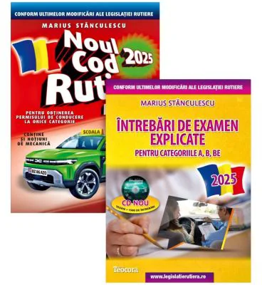 Pachet Legislatie rutiera 2024. Noul cod rutier si Intrebari de examen explicate pentru categoriile A, B, BE + CD (cod acces online)
