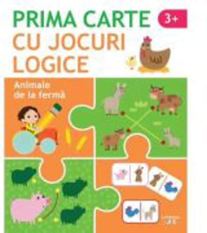 Prima carte cu jocuri logice. Animale de la ferma (3+)