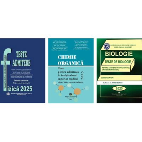 Pachet 3 carti Chimie organica, Fizica si Biologie. Teste pentru admiterea in invatamantul superior medical 2024