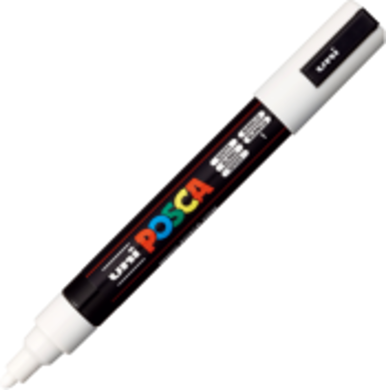 Marker UNI PC-5M 1. 8-2. 5 mm, alb, Posca