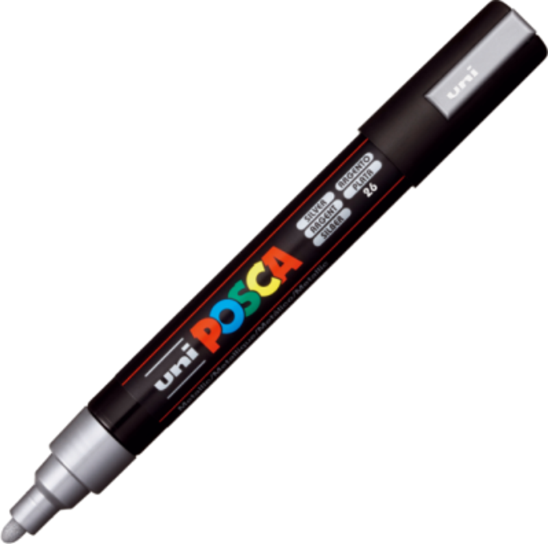 Marker UNI PC-5M 1. 8-2. 5 mm, argintiu, Posca (M299)